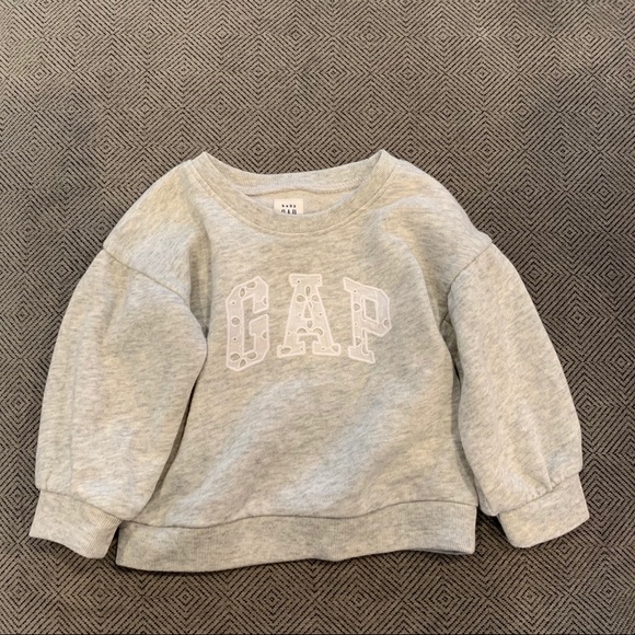 NWOT Gap Grey Sweatshirt w/ Eyelet Detail 6-12M - Picture 1 of 4